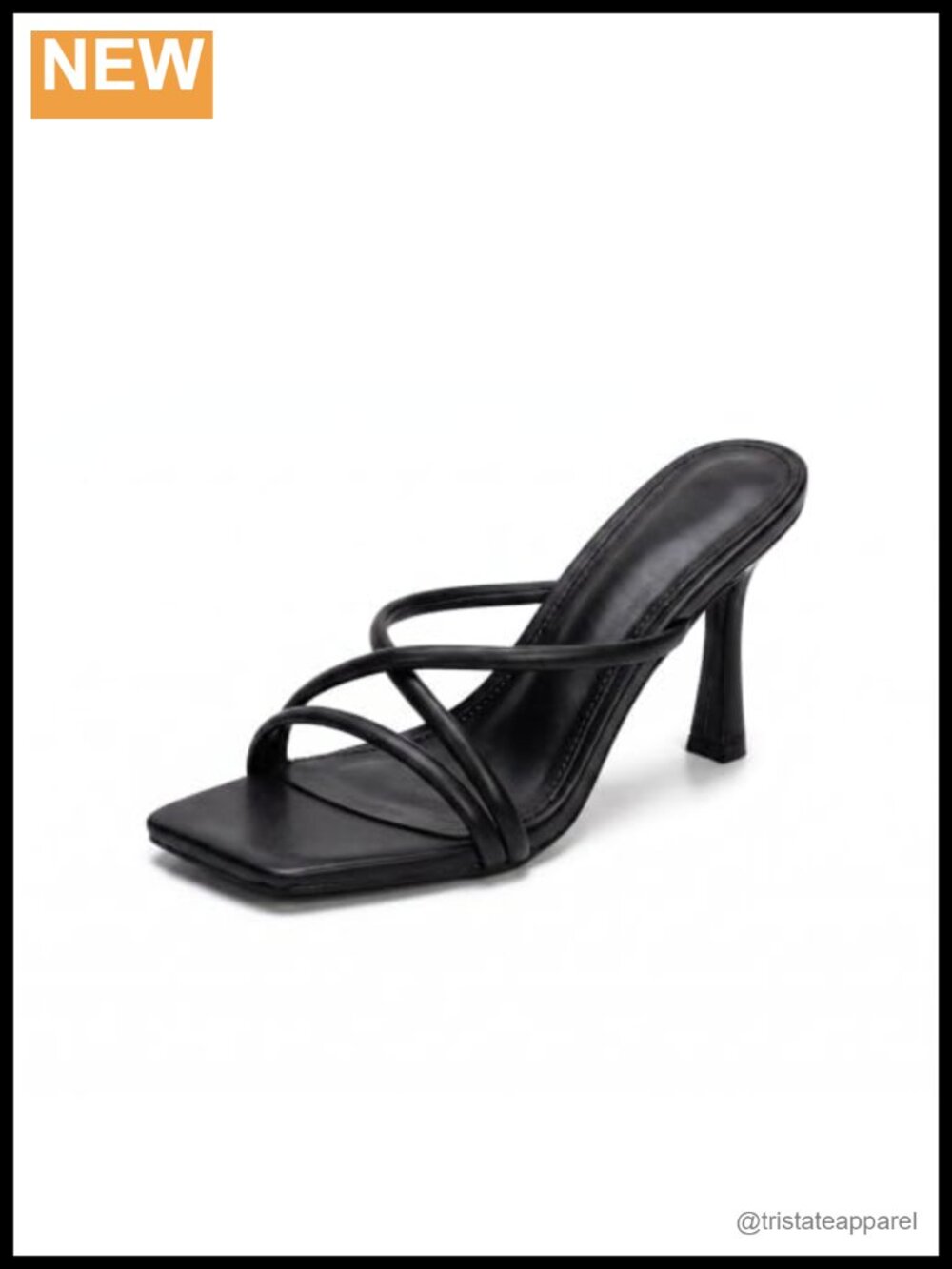 Kitten Heel Square Open Toe Strappy Slip On Heeled Sandals